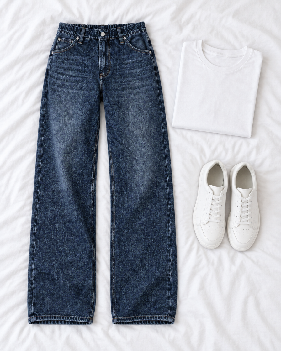 Dark Indigo jeans, Flat lay