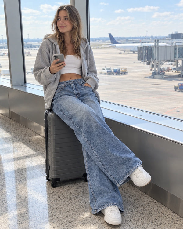 Light Vintage jeans, Travel day