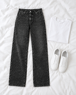 Washed Black jeans, Flat lay