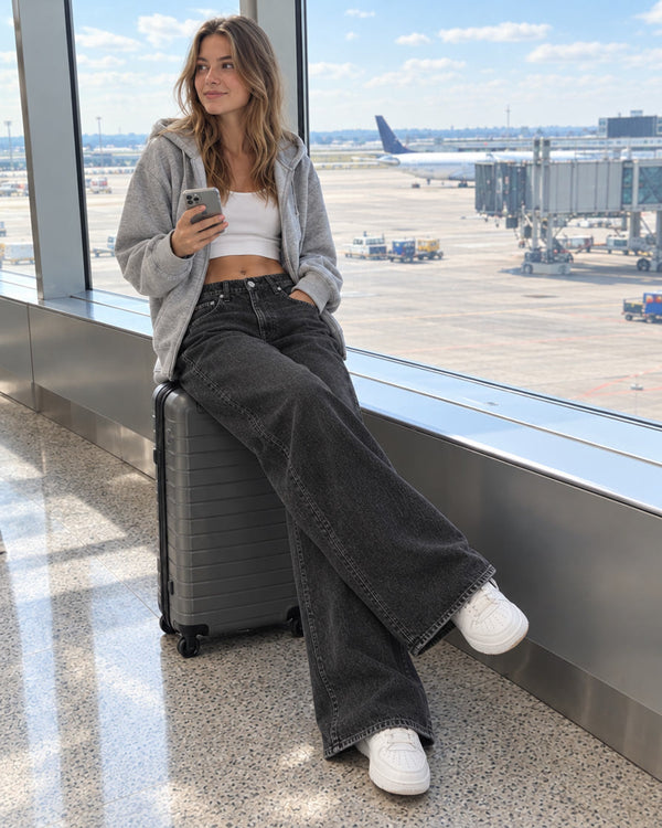 Washed Black jeans, Travel day